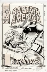 "CAPTAIN AMERICA" #417 COMIC BOOK COVER ORIGINAL ART BY RIK LEVINS.