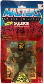 "MASTERS OF THE UNIVERSE SKELETOR" ON 12-BACK CARD.