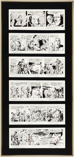 "TERRY AND THE PIRATES" FRAMED COMIC STRIP ORIGINAL ART DISPLAY BY THE BROTHERS HILDEBRANDT.