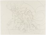 PERSEUS & ANDROMEDA PENCIL SKETCH ORIGINAL ART BY GREG HILDEBRANDT.