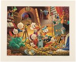 CARL BARKS "AN EMBARRASSMENT OF RICHES" UNCLE SCROOGE & DONALD DUCK SHARPER IMAGE SIGNED LITHOGRAPH.