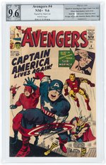 "AVENGERS" #4 MARCH 1964 PGX 9.6 NM+ SIGNATURE SERIES (FIRST SILVER AGE CAPTAIN AMERICA).