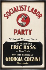 "SOCIALIST LABOR PARTY" 1956 HASS & COZZINI "NATIONAL NOMINATIONS" BANNER.