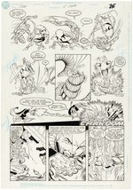 "JUSTICE LEAGUE EUROPE" #15 COMIC BOOK PAGE ORIGINAL ART BY BART SEARS.
