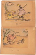 "SILLY SYMPHONY - THE GRASSHOPPER AND THE ANTS" STORYBOARD ORIGINAL ART PAIR.