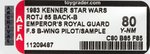 "STAR WARS: RETURN OF THE JEDI" EMPEROR'S GUARD SAMPLE CARD & FIRST SHOT B-WING PILOT AFA 80 Y-NM.