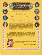 "THE JUNIOR JUSTICE SOCIETY OF AMERICA" RARE VARIANT CERTIFICATE FROM LATER IN 1945.