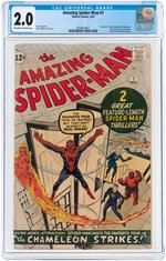"AMAZING SPIDER-MAN" #1 MARCH 1963 CGC 2.0 GOOD (FIRST J. JONAH JAMESON & THE CHAMELEON).