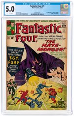"FANTASTIC FOUR" #21 DECEMBER 1963 CGC 5.0 VG/FINE (FIRST HATE-MONGER).