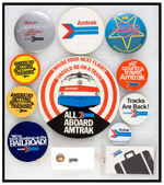 "AMTRAK" COLLECTION OF 13 ITEMS MOSTLY BUTTONS.