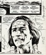 "ARAK, SON OF THUNDER" #47 COMIC DOUBLE SPLASH PAGE ORIGINAL ART BY TONY DeZUNIGA.