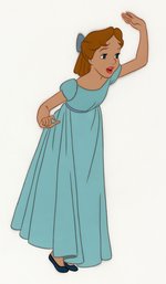 "PETER PAN" LARGE WENDY PRODUCTION ANIMATION CEL WITH HAND-PAINTED BACKGROUND.