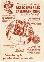 "SKY KING AZTEC EMERALD CALENDAR RING" COMPLETE BOXED PREMIUM.