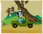 "THE HUCKLEBERRY HOUND SHOW" PRODUCTION ANIMATION CEL & HAND-PAINTED BACKGROUND.