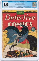 "DETECTIVE COMICS" #33 NOVEMBER 1939 CGC 1.0 FAIR (EARLY BATMAN).