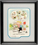 "THE FAMILY CIRCUS - LAST DAY OF SCHOOL" FRAMED ORIGINAL ART BY BIL KEANE.