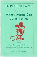 "MICKEY MOUSE CLUB SPRING FOLLIES" 1936 ELSINORE THEATRE PROGRAM.