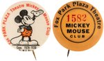 "FOX PARK PLAZA THEATRE MICKEY MOUSE CLUB" BUTTON PAIR.