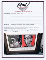 THE ROLLING STONES "TATTOO YOU" FRAMED FULL BAND HAND-SIGNED LITHOGRAPH.