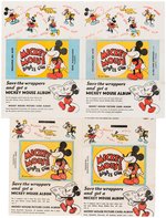 "MICKEY MOUSE BUBBLE GUM" GUM INC. WRAPPER LOT OF FOUR INCLUDING VARIANTS.