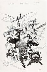 "X-MEN BLUE" ANNUAL #1 VENOMIZED VARIANT COVER PENCILS & INKED ORIGINAL ART BY MIKE HAWTHORNE.