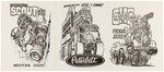 "BIG DADDY" ED ROTH LOT OF SIX PAPER DESIGNS.