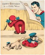 SUPERMAN 1940s BIRTHDAY CARD FRAMED ORIGINAL ART.