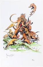 FRANK FRAZETTA "THE MAMMOTH" HAND-COLORED AND SIGNED LIMITED EDITION PRINT.