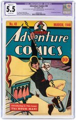 "ADVENTURE COMICS" #48 MARCH 1940 CGC RESTORED 5.5 SLIGHT (A-1) FINE- (FIRST HOURMAN).