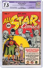 "ALL STAR COMICS" #7 OCTOBER-NOVEMBER 1941 CGC RESTORED 7.5 SLIGHT (B-1) VF-.