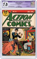 "ACTION COMICS" #14 JULY 1939 CGC RESTORED 7.0 SLIGHT (C-1) FINE/VF.