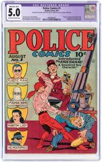 "POLICE COMICS" #1 AUGUST 1941 CGC RESTORED 5.0 MOD./EXT. (B-4) VG/FINE (FIRST PLASTIC MAN).