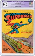 "SUPERMAN" #3 WINTER 1940 CGC RESTORED 6.0 MODERATE (B-3) FINE.