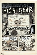 DRAG CARTOONS #29 HIGH GEAR COMPLETE COMIC STORY ORIGINAL ART BY DENNIS ELLEFSON.