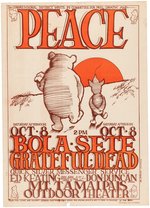 GRATEFUL DEAD & BOLA SETE WINNIE THE POOH "PEACE" RARE FIRST VERSION CONCERT POSTER.
