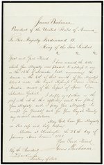 JAMES BUCHANAN & LEWIS CASS SIGNED LETTER TO "HIS MAJESTY FERDINAND II KING OF THE TWO SICILIES."