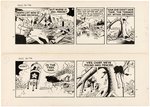 DICK TRACY 1974 DAILY STRIP ORIGINAL ART FOR FULL WEEK BY CHESTER GOULD.