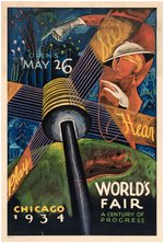1934 CHICAGO WORLD'S FAIR - A CENTURY OF PROGRESS POSTER.