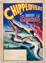 CHIPPERFIELDS CIRCUS - ZIRA, THE GIRL WHO SWIMS WITH CROCODILES CIRCUS POSTER ORIGINAL ART.