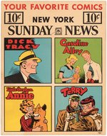 NEW YORK SUNDAY NEWS NEWSPAPER COMIC STRIP CHARACTERS SIGN WITH DICK TRACY, LITTLE ORPHAN ANNIE.