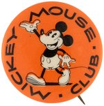 MICKEY MOUSE CLUB EARLY 1930s ORANGE BACKGROUND VERSION WITH W.F. LAKE CO. LOS ANGELES PAPER.
