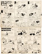 THE CAPTAIN AND THE KIDS & HAWKSHAW THE DETECTIVE 1943 SUNDAY PAGE ORIGINAL ART.
