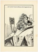 HOT ROD CARTOONS/CARtoons DANGER - TEMPORARY BRIDGE ONE PAGE STORY ORIGINAL ART BY ERROL McCARTHY.
