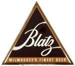 "BLATZ MILWAUKEE'S FINEST BEER" 2-SIDED TIN LITHO/PLASTIC LIGHT-UP SIGN.