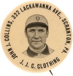 1909-10 HUGHIE JENNINGS (HOF) CLOTHING STORE ADVERTISING BUTTON.