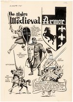 THE ADVENTURES OF ROBIN HOOD #8 MEDIEVAL ARMOR PIN-UP ORIGINAL ART BY FRANK BOLLE.