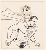SUPERMAN 1940s BIRTHDAY CARD FRAMED ORIGINAL ART.