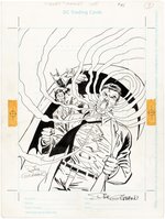 SAGA OF THE DARK KNIGHT TRADING CARD #45 ORIGINAL ART BY JIM APARO & DICK GIORDANO FEATURING BATMAN, SUPERMAN & THE JOKER.