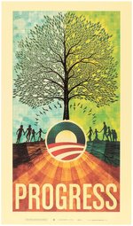 "PROGRESS" ARTISTS FOR OBAMA SERIES 2008 CAMPAIGN POSTER PAIR BY SCOTT HANSEN.