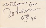 JOHN LENNON SIGNATURE WITH SELF-PORTRAIT SKETCH ORIGINAL ART.